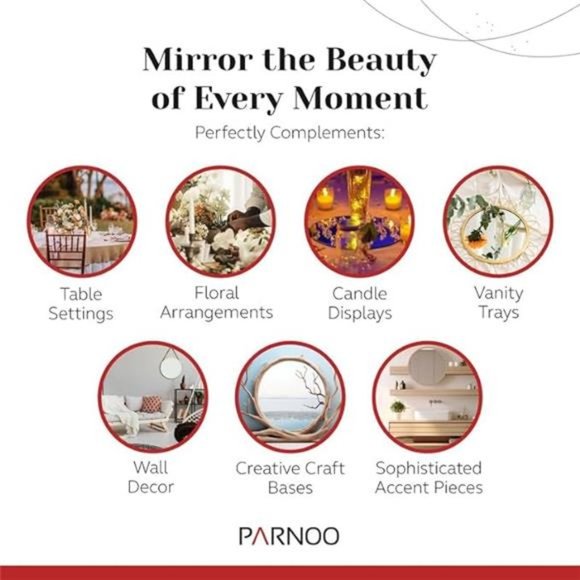 10 Inch Round Mirror Candle Plate Set of 12 - Rounded Edge 1.5 mm -Round Mirrors - Picture 5 of 7